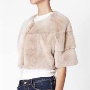 Blue Blush Cream Luxurious Faux Fur Jacket